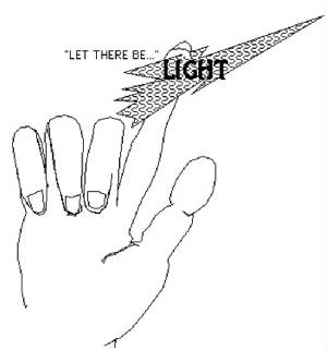 light. on index finger